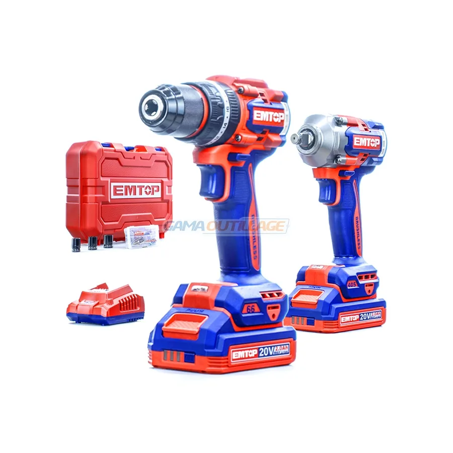 KIT VISSEUSE 66N.M BOULONNEUSE 450 N.M S/FIL 20V 2*2.0AH EMTOP