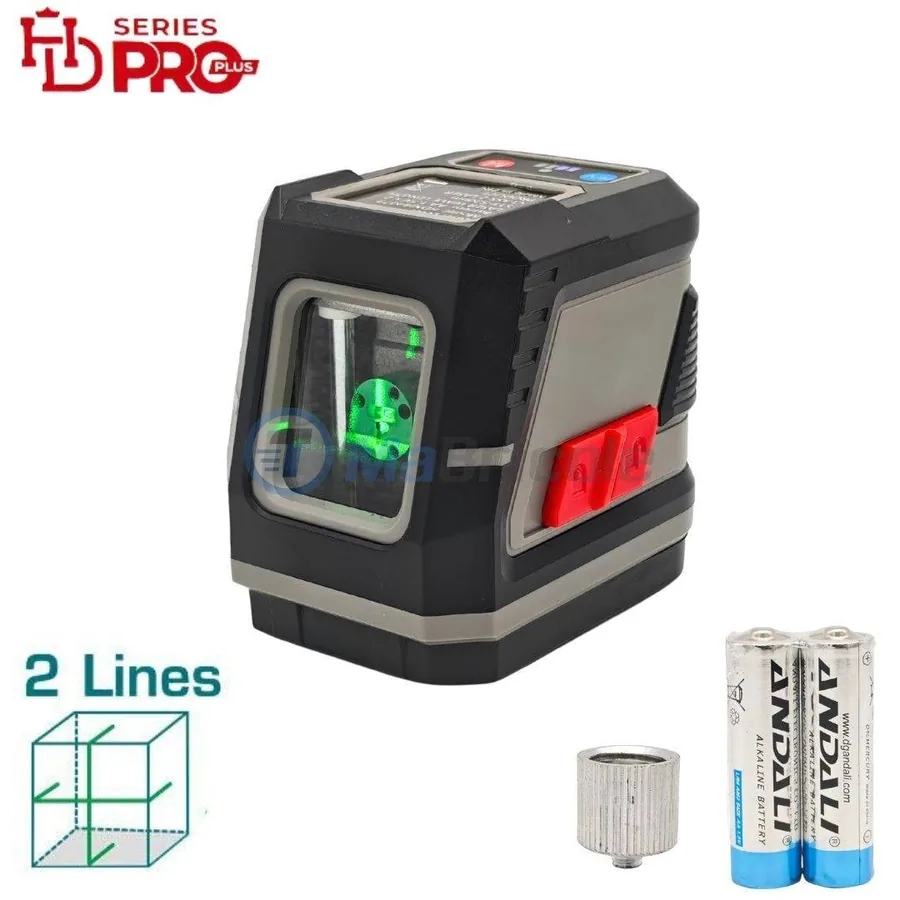 Niveau laser 2 ligne vert, classe 2 avec 2 pile AA 1.5V et pochette HD PRO | HDNI44073