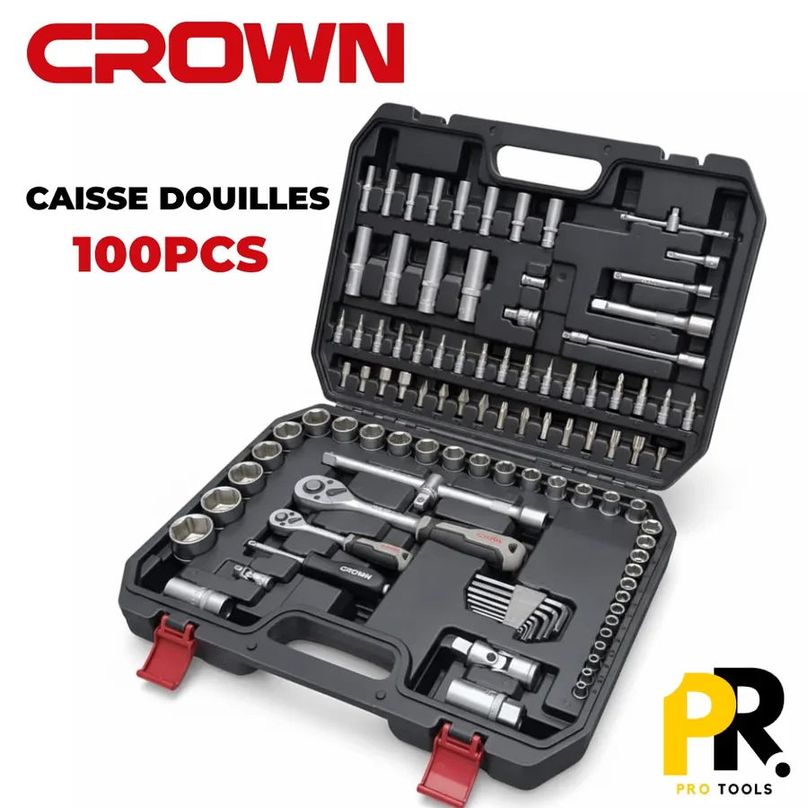 CAISSE DOUILLE 1/2&Prime; 100PCS CROWN [CPHSW-XB100] علبة مفاتيح